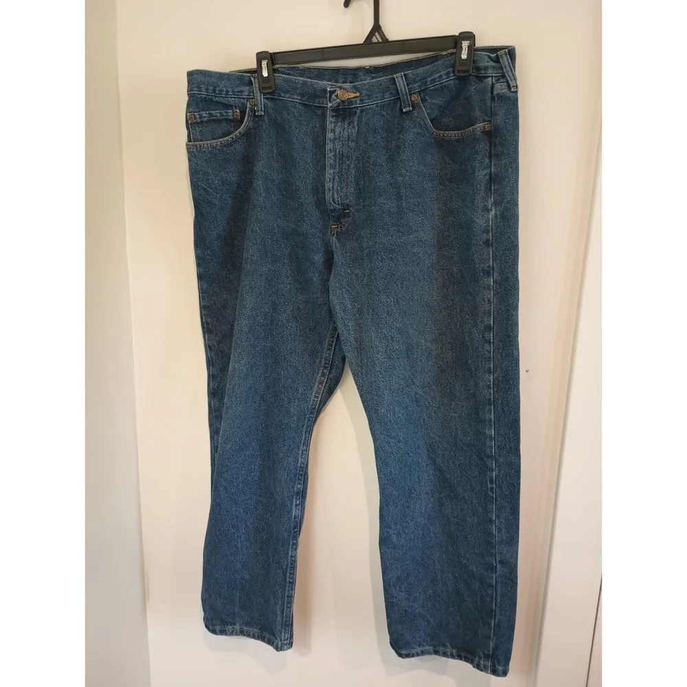 Wrangler Jeans Mens 42x29 Blue Denim Relaxed Fit 100% Cotton Dark Wash Casual